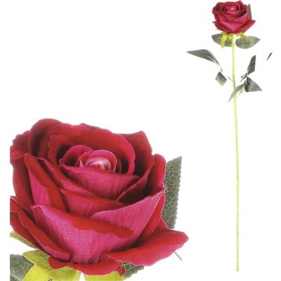 Umelý kvet ruža zamatová 75 cm ružová