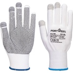 Portwest Ръкавици portwest a118 grip 13 pvc / Точкови, за сензорни екрани, 12 броя в опаковка - бели/сиви xs (a118w7rxs)