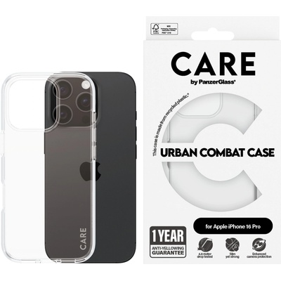 Panzer Гръб CARE by PanzerGlass за iPhone 16 Pro, Flagship Case Urban Combat Clear Frame
