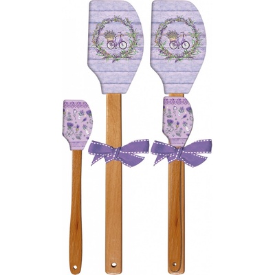 ALVARAK Stěrka kuchyňská 2 ks 32 + 21 cm, silikon/dřevo, levandule kolo/mix