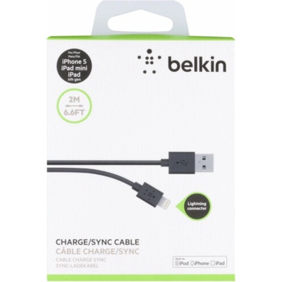Belkin F8J023bt2M-BLK Synchronizační Lightning 2m, černý