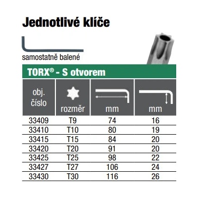 Bondhus LT-klíč T20 torx s vývrtem 33420