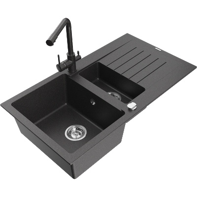 Mexen Matias гранитна мивка с 1, 5 камери със сушилня и кухненски смесител Duero, (6502-76-671600-76)
