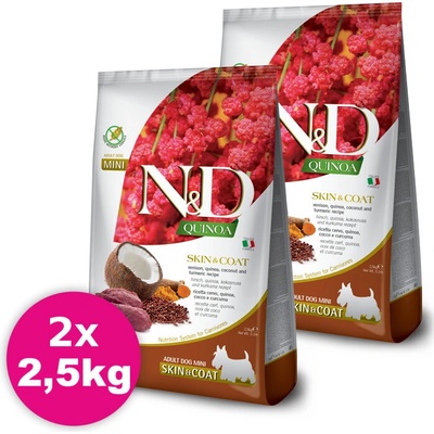N&D Dog Quinoa GF Adult Mini Skin & Coat Venison & Coconut 2 x 2,5 kg