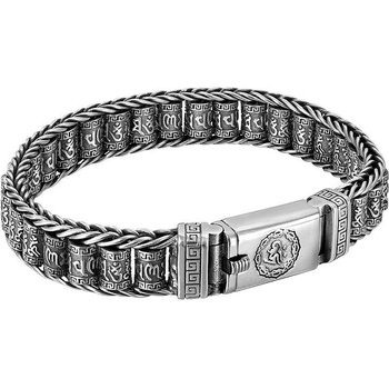 Ръчно изработена гривна с тибетски орнаменти | Мъжки гривни от стомана