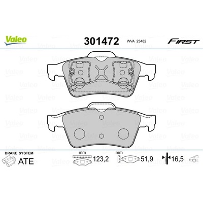 VALEO Sada brzdových destiček, kotoučová brzda 301472