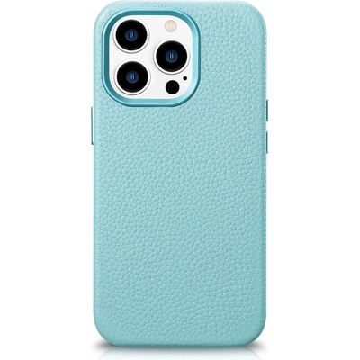 ICARER Leather Litchi MagSafe Case - кожен (естествена кожа) кейс с MagSafe за iPhone 14 Pro (зелен)
