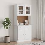 vidaXL Висок шкаф ALTA, бял, 77x35x165 см, борово дърво масив (3187774)