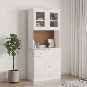 vidaXL Висок шкаф ALTA, бял, 77x35x165 см, борово дърво масив (3187774)