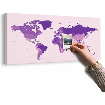 Obraz na korku detailná mapa sveta vo fialovej farbe