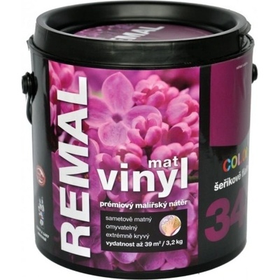 Barvy A Laky Hostivař Remal Vinyl Color mat, prémiová malířská barva, omyvatelná, 340 šeříkově fialová, 3,2 kg