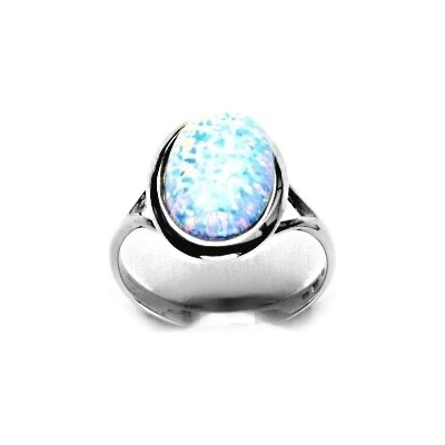 Čištín zlatý syntetický světle modrý opál bílé zlato T 1454