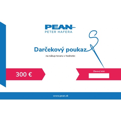 Darčekový poukaz Pean.sk na nákup tovaru v hodnote 300 €