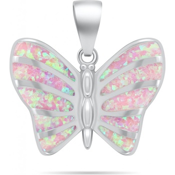Brilio Silver strieborný prívesok Motýľ s ružovým opálom PT136WP