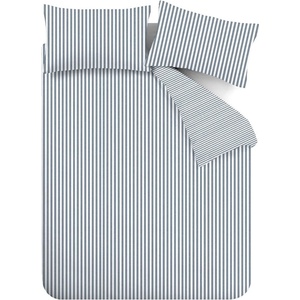 Catherine Lansfield Синьо двойно фланелено спално бельо 200x200 cm Stripe - Catherine Lansfield (BD/57778/W/DQS/BL)