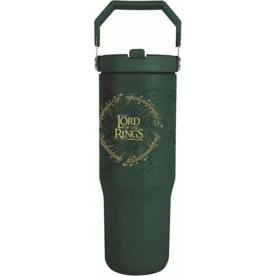 CurePink Cestovní termo hrnek s uchem a víčkem Lord of the Rings Pán prstenů Mapa 850 ml