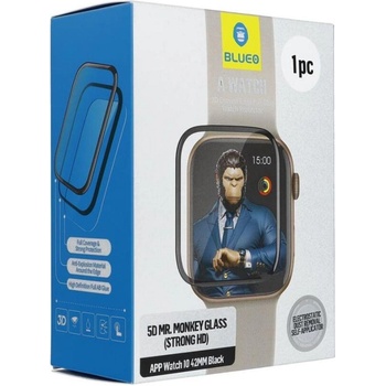 BLUEO Стъклен Протектор за Apple Watch 11/ 10 42mm, Blueo HD 5D Glass, Черен (5903396388163)