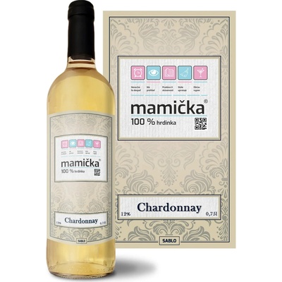 Sablio Mamička Chardonnay biele suché víno 12 % 0,75 l (čistá fľaša)