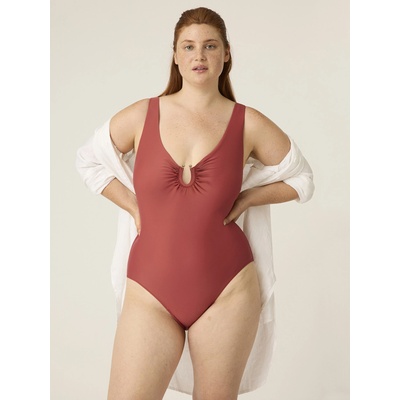 Modibodi Менструални бански костюм Modibodi High V Neck One Piece Sahara Red Modibodi | Cherven | ЖЕНИ | S