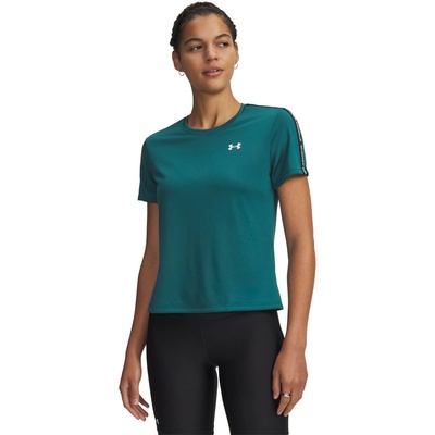 Under Armour Women's Tech Taping Short-Sleeve Performance Gym Top - Green/Blck/Whit