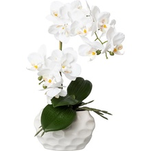 Umelá kvetina Orchidea biela v kvetináči, 33cm