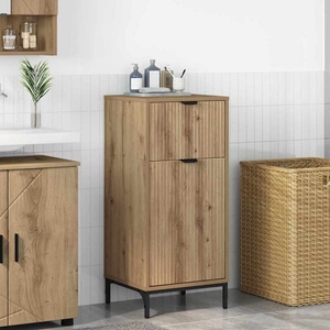 vidaXL Шкаф за баня Дъб 39, 5 x 36 x 88 см Инженерна дървесина, Метал (883403)