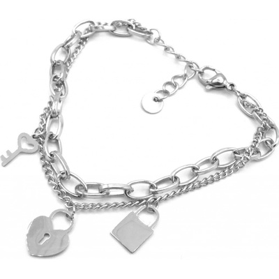 Steel Jewelry náramek srdičkový zámek s klíčem NR110420