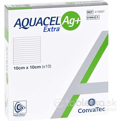 AQUACEL Ag+ Extra krytie na rany 10 x 10 cm 10 ks