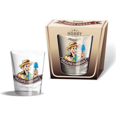 Nekupto Hobby skleněný dárkový panák Nejlepší zahradník 40 ml