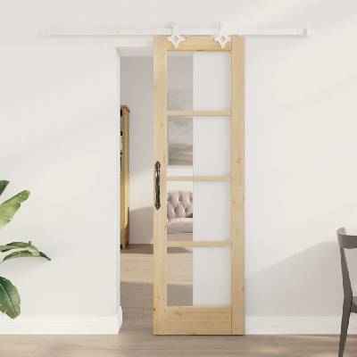 vidaXL Преплъзваща се врата Естествен 61 x 198, 5 см (3332209)