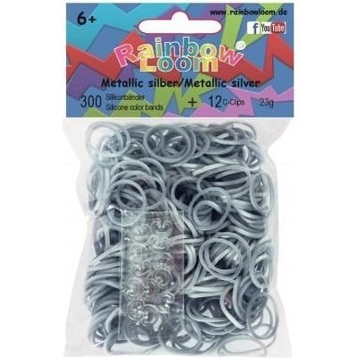 Gumičky Rainbow Loom® Original 300ks stříbrná metalíza