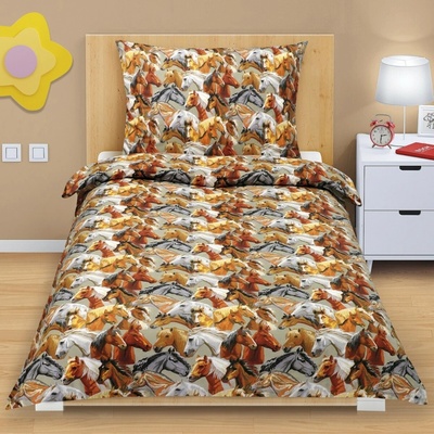 Bellatex obliečky Junior 90/033 hnědé koně 140x200 70x90