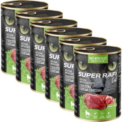 RAFI Super Rafi Cat Adult P&F Game and Chicken hearts 6 x 400 г