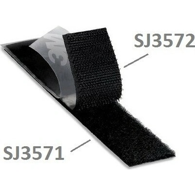 3M Hook & Loop™ SJ3572, čierny, háčiky 25 mm - metráž (1dm=10cm)
