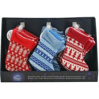 MagicHome Ozdoba ponožka červená modrá vianočný motív Sellbox 30 ks