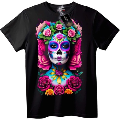 NOONEBRAND Тениска с цветен череп и рози - XS, Black