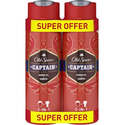 Old Spice Captain sprchový gél 2 in 1 2 x 400 ml darčeková sada