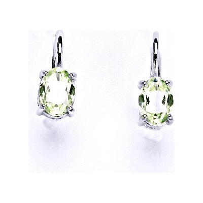 Čištín Stříbrné náušnice zirkon chryzolit 7x5 mm - NK 1246
