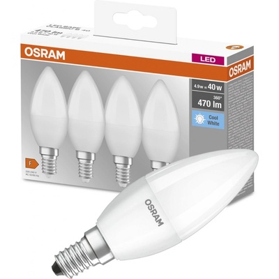 Osram 4PAK LED žiarovka E14 B35 5,5W = 40W 470lm 4000K Neutral Base