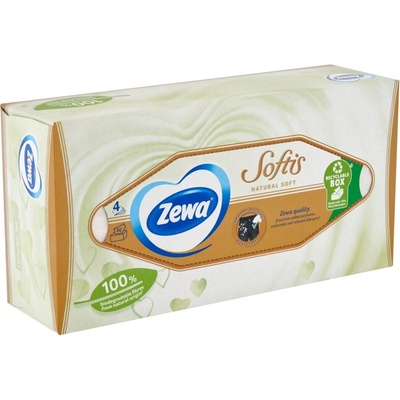 Zewa Softis Natural Soft неароматизирана 4-пластова хартиена кърпичка в кутия 80 бр (870032)
