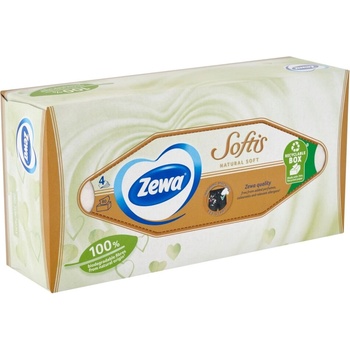 Zewa Softis Natural Soft неароматизирана 4-пластова хартиена кърпичка в кутия 80 бр (870032)