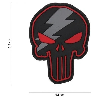 Reintex PVC nášivka PUNISHER THUNDER - ČERVENÁ