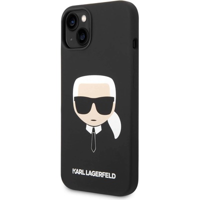 KARL LAGERFELD Liquid Silicone Karl Head Case - дизайнерски силиконов кейс за iPhone 14 Plus (черен)