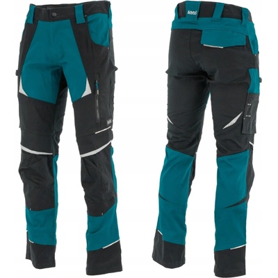 Sara Workwear Strečové kalhoty COTTONFLEX černé petrolejové