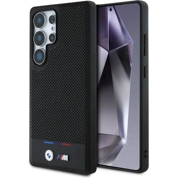 BMW кожен калъф с трицветни ивици MagSafena Samsung Galaxy S25 Ultra - черен