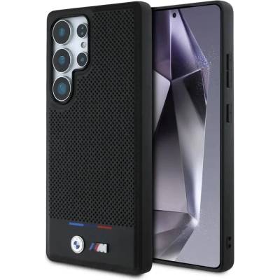 BMW кожен калъф с трицветни ивици MagSafena Samsung Galaxy S25 Ultra - черен