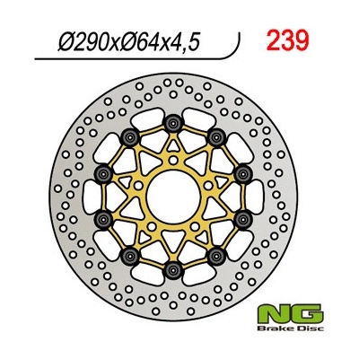 NG přední brzdový kotouč SUZUKI GSX600/750F, GSF600 95-04, SV650 99-02 (290X64X4,5) plovoucí – Zboží Mobilmania