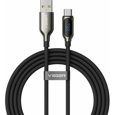 Veger AC1-XHJ s LED displejom USB A na Type C PD 3A 66W 1,2m černý