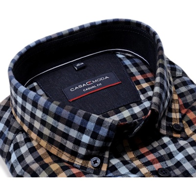 Casa Moda Casual fit luxusní flanelová košile extra prodloužený rukáv s barevným kárem