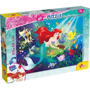 Lisciani Двулицев пъзел Lisciani - Disney Princess, Ариел, 60 части (LI74051)